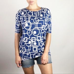 LuLaRoe | Blue/White Irma High/Low Top XXS